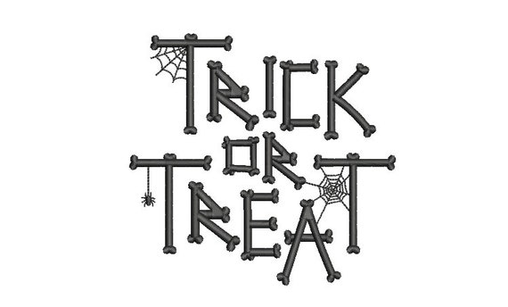 Trick Treat Bones Embroidery Design - Skeleton Machine Embroidery File design 5x7 inch hoop - Halloween - instant download