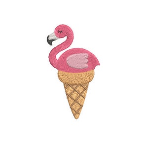 Flamingo Eistüte Maschine Embroidery File Design - 10 x 4 Zoll Stickrahmen sofortiger download - Icecream Embroidery