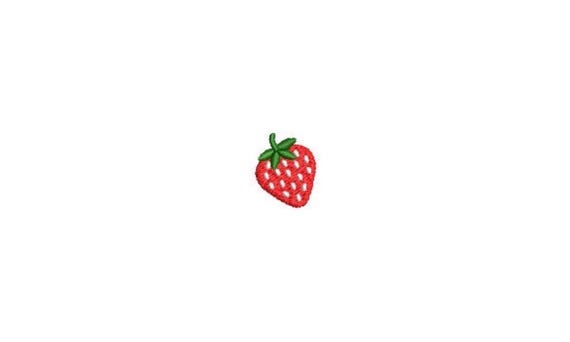 Mini Red Strawberry Machine Embroidery File design 4x4 inch hoop - 1 inch Strawberry Embroidery Design