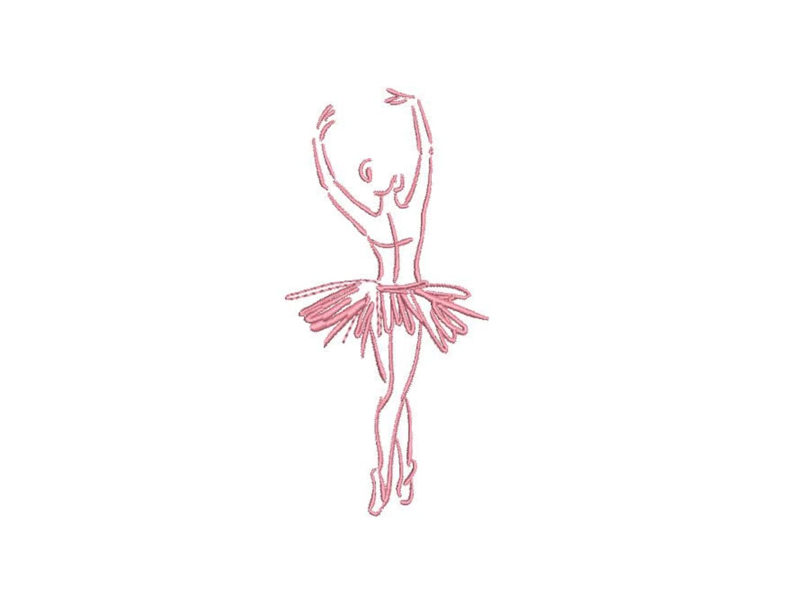 ballerina ballet dancer sketch machine embroidery file design 4x4 hoop - redwork