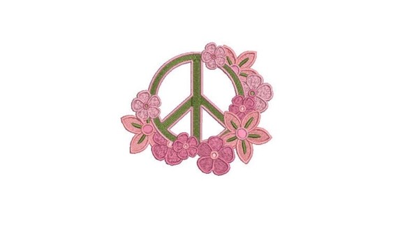 Peace Flower Embroidery - Machine Embroidery - Peace Flower Wreath File design 4x4 inch hoop instant download