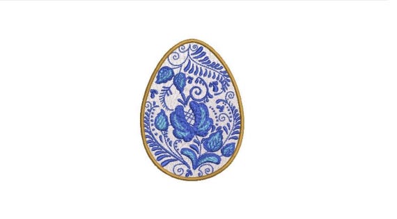 Delft Blue Easter Egg Machine Embroidery File design - 4 x 4 inch hoop - instant download