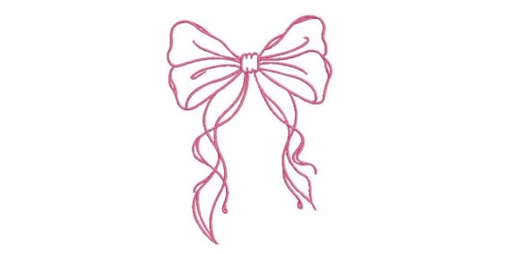 Sketched Bow Machine Embroidery File design - 5x7 inch hoop - Pretty Bow Embroidery Design