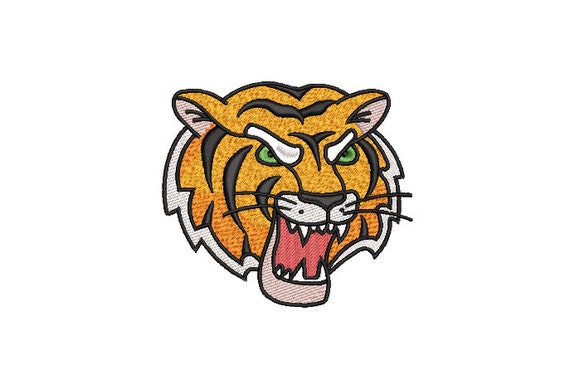 Tiger Design Machine Embroidery File design 4x4 inch hoop - Tiger Tattoo Face Digital Download Embroidery File