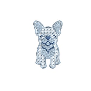 French Bulldog Machine Embroidery File design - 4x4 inch hoop - Hamptons Frenchie Embroidery