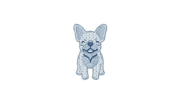 French Bulldog Machine Embroidery File design - 4x4 inch hoop - Hamptons Frenchie Embroidery