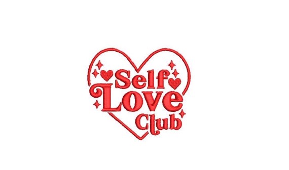Self Love Club Machine Embroidery File design - 3x3 inch hoop  -instant download - Embroidery Design - Heart Embroidery