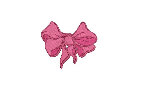 Pink Ribbon Bow Machine Embroidery File Design 4 X 4 Inch Hoop Monogram  Design Bow Embroidery Design 