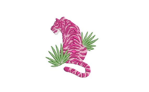 Tiger Machine Embroidery File design - 4x4 inch hoop - Chinoiserie Embroidery Design - Pink Tiger Design