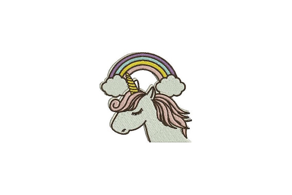 Unicorn Embroidery Design  - Whimsical Unicorn Rainbow Machine Embroidery - File design 4x4 inch hoop - instant download