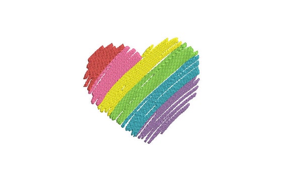 Rainbow Scribble Heart Machine Embroidery File design 4 x 4 inch hoop - Rainbow Embroidery File Download