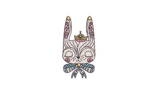 Machine Embroidery - Bunny Princess - Embroidery File design - 4x4 inch hoop - Rabbit Embroidery