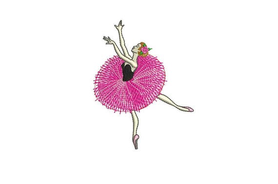 Fuchsia Ballerina Ballet Dancer Machine Embroidery File design 4x4 hoop - Tutu