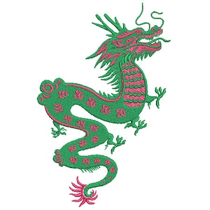 Chinese Dragon Embroidery Design -  Urban Modern Machine Embroidery File design - 5x7 inch hoop - instant download