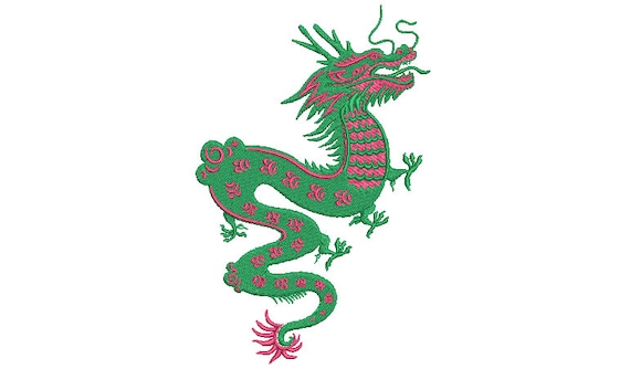 Chinese Dragon Embroidery Design -  Urban Modern Machine Embroidery File design - 5x7 inch hoop - instant download