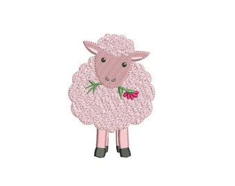 Pink Sheep -  Machine Embroidery File design -  4x4 inch hoop - lamb - instant download - baby girl design