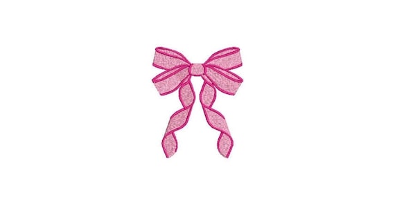 Pink Ribbon Bow Machine Embroidery File design - 4 x 4 inch hoop - Monogram Design - Bow embroidery Design