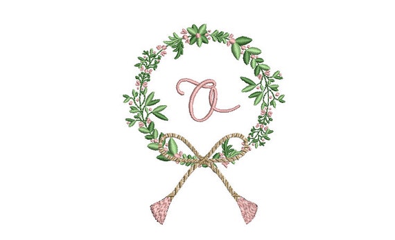 Flower Wreath With Bow Machine Embroidery File design - 4x4 inch hoop - Bow Embroidery Design