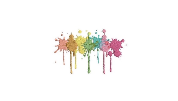 Pastel Paint Splatter Machine Embroidery File design - 5x7 hoop - Instant Download
