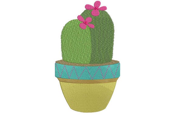 Succulent Cactus 2 Machine Embroidery File design 6x10 inch hoop - Makes a great Patch - Instant download