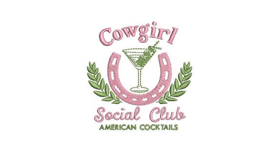 Cowgirl Social Club Machine Embroidery File design - 4x4 inch hoop - HOWDY Margarita EmbroideryDesign Download