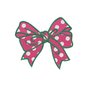 Polkadot Bow Machine Embroidery File design - 4 x 4 inch hoop - Monogram Design - Bow embroidery Design