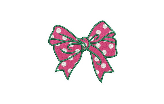 Polkadot Bow Machine Embroidery File design - 4 x 4 inch hoop - Monogram Design - Bow embroidery Design