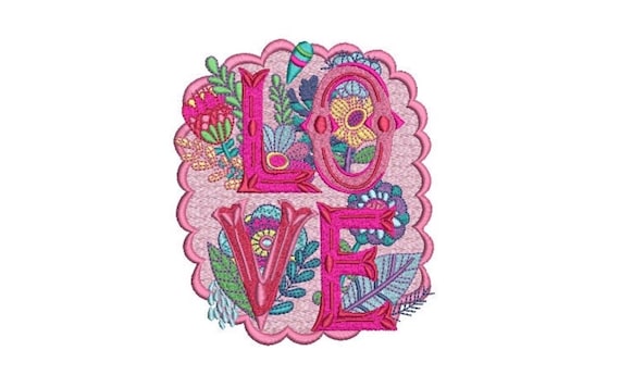 Love Patch Machine Embroidery File design - 5x7 inch hoop - Instant download