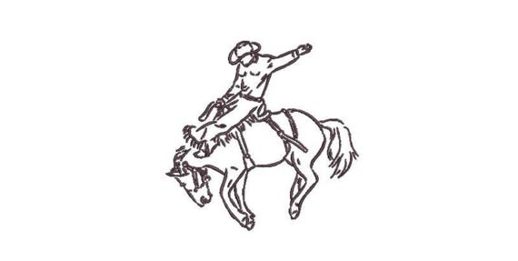 Rodeo Cowboy Machine Embroidery File design - 4x4 inch hoop - Western Embroidery Design Download