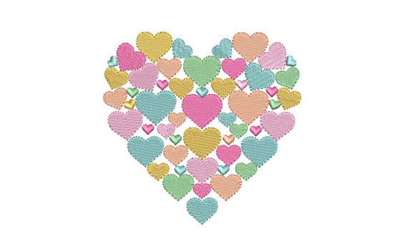 Heart Of Hearts - Machine Embroidery File design - 5x7 inch hoop - Instant Download - Loveheart Embroidery design