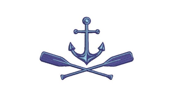 Anchor & Oars Machine Embroidery File design - 5x7 inch hoop -  instant download - Monogram Frame