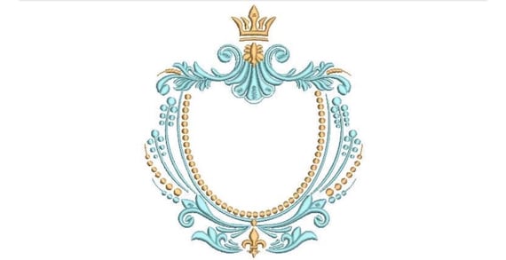 Crown Crest Frame - Machine Embroidery File design - 6x10 inch hoop - Monogram Frame