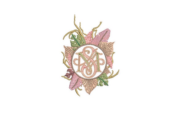 Palm Frame - Machine Embroidery File design - 4 x 4 inch hoop -  Monogram Frame - Everlasting Flowers