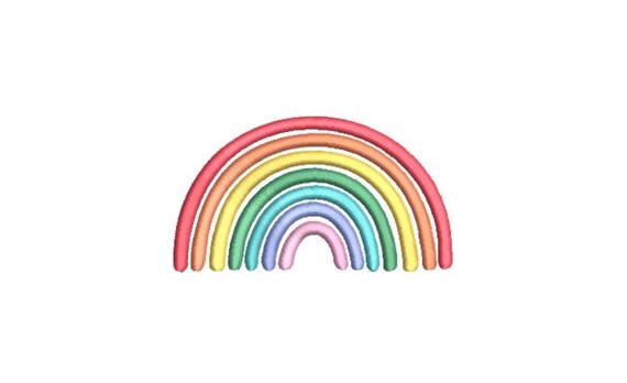 Rainbow Drawing - Machine Embroidery File design - 4x4 inch hoop - Monogram Frame - Satin Stitch Rainbow Embroidery Design