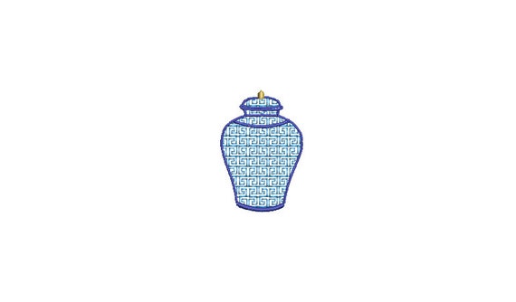 Greek Key Embroidery Jar - Filled Machine Embroidery File design  - 4x4 hoop - Mini Embroidery Design