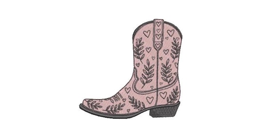 Cowboy Leaves And Hearts Boot Machine Embroidery File design - 4x4 inch hoop - Western Boot Embroidery Download