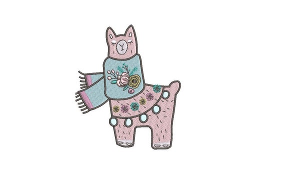 Pretty Llama Machine Embroidery - File design - 4x4 inch hoop - instant download