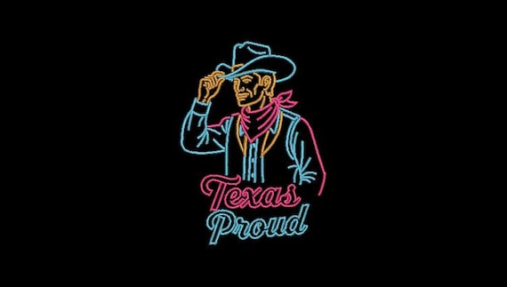 Texas Proud Embroidery File - Western Machine Embroidery File design - 4x4 inch hoop - Cowgirl and Cowboy Design Download