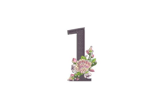 Number 1 - ONE - Bouquet - First Birthday-  Machine Embroidery File design - 4x4 hoop - embroidery design