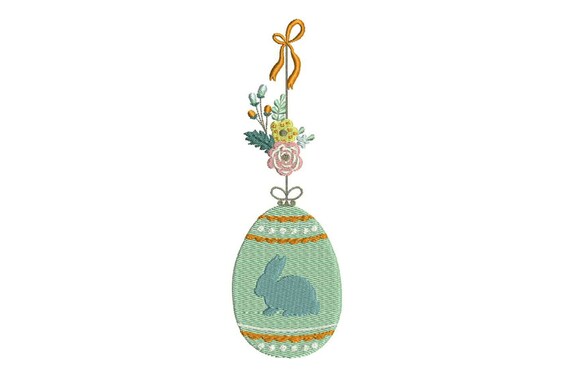 Hanging Easter Bunny Ornament Machine Embroidery File design 5x7 inch hoop - Instant download