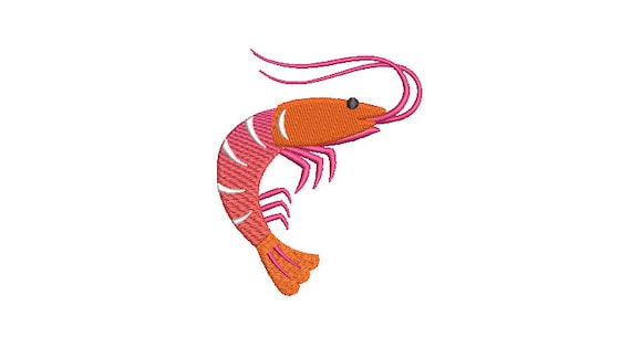 Prawn Machine Embroidery File design - 4 x 4 inch hoop - Shrimp Embroidery Design Instant Download - 4 inch design