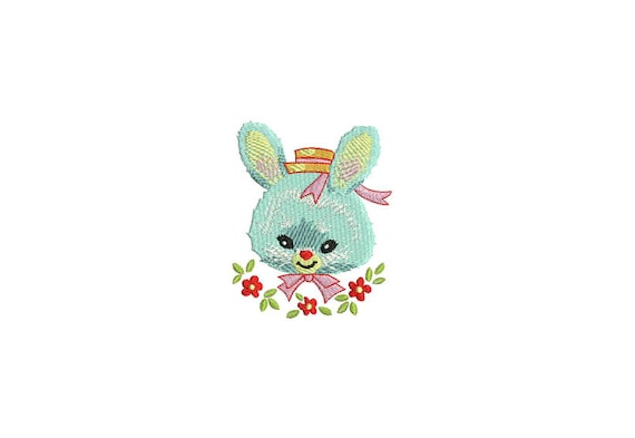 Vintage Bunny Machine Embroidery File design 4x4 inch hoop - instant download