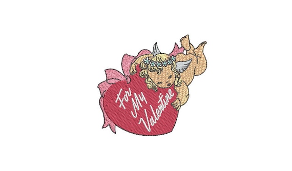 For My Valentine Machine Embroidery File design - 4x4 inch - valentines embroidery design - Heart embroidery