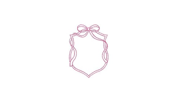 Bow Monogram Frame - Machine Embroidery File design - 3x3 inch hoop - Bow Emblem Three