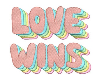 Love Wins Machine Embroidery File design - 5x7 inch hoop - Instant download
