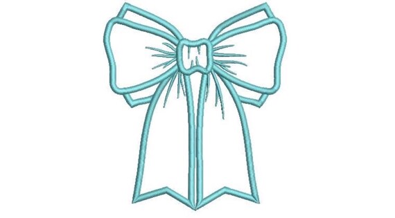 Turquoise Bow Applique Machine Embroidery File design 5x7 hoop - Ribbon Bow Applique Download