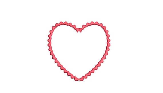 Scallop Heart  - Machine Embroidery File design - 4x4 inch hoop - Monogram Frame - Heart Embroidery Design