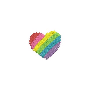 Plik do haftu maszynowego Rainbow Scribble Heart 4 x 4 cale - mini 5 cm