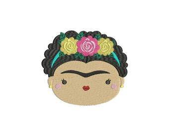 Mexican Girl Face Machine Bordado Diseño de archivo - Aro 5x7 - Diseño de parche de bordado