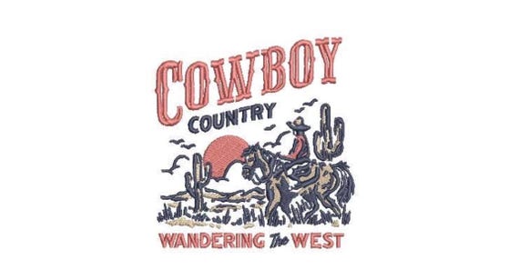Cowboy Country Western Machine Embroidery File design - 4x4 inch hoop - Cowgirl and Cowboy Design